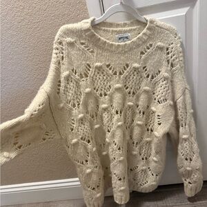American Eagle Outfitters Cream Open-Knit Sweater